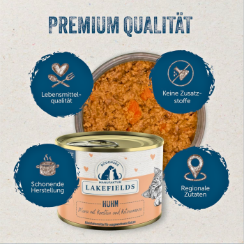 Preview: Lakefields Katzenfutter Huhn – Premium Nassfutter für Katzen mit frischem Landhuhn, Gemüse & Kräutern